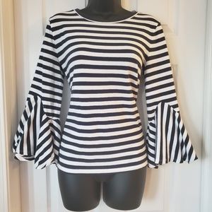 LOFT Striped Bell Sleeve top